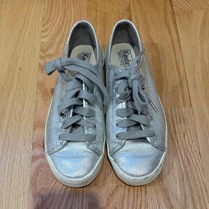 Keds Metallic Silver Lace-Up Sneakers